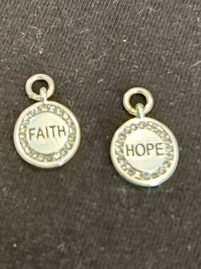 Faith & Hope Silver Charm Pair - Inspirational Bracelet Charms